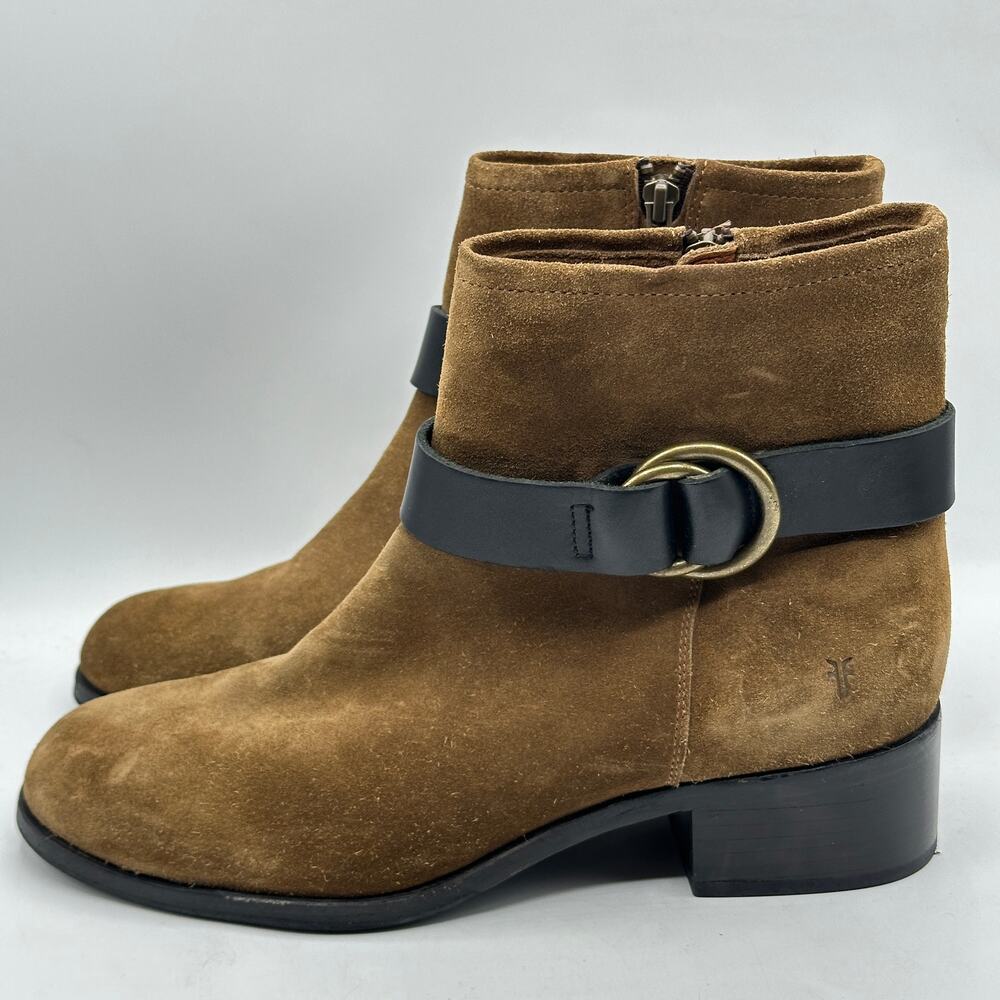 FRYE Suede Kristen Harness Boot Short Tan Brown Size 10 - Picture 4 of 7